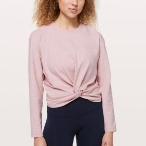Lululemon pink crop front knot sweater
